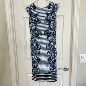 Vince Camuto Blue and Black Midi Dress